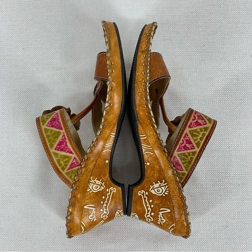 Bamboo54 size 8 Orange & Pink Flora Artesian Sandals - Picture 6 of 11